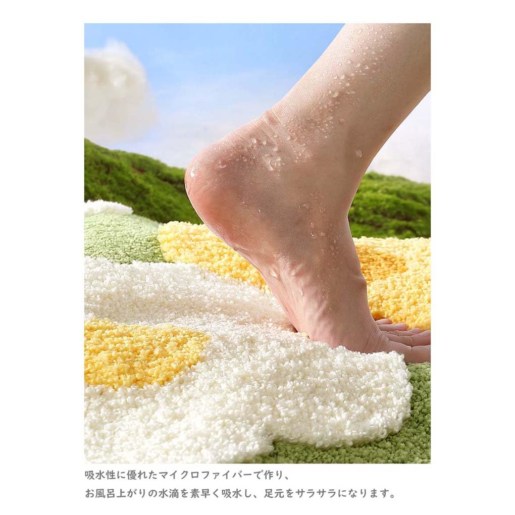 Amazon｜Foxace ラグマット ふわふわ 正方形 80x80cm 花柄 バスマット