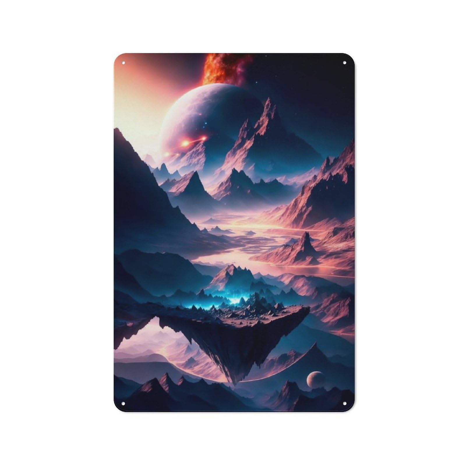 Junmoney Celestial Island Retro Tin Wall Plaque 30X20cm For Home Office Or Studio, Wall Decoration For Home Offices And Studios