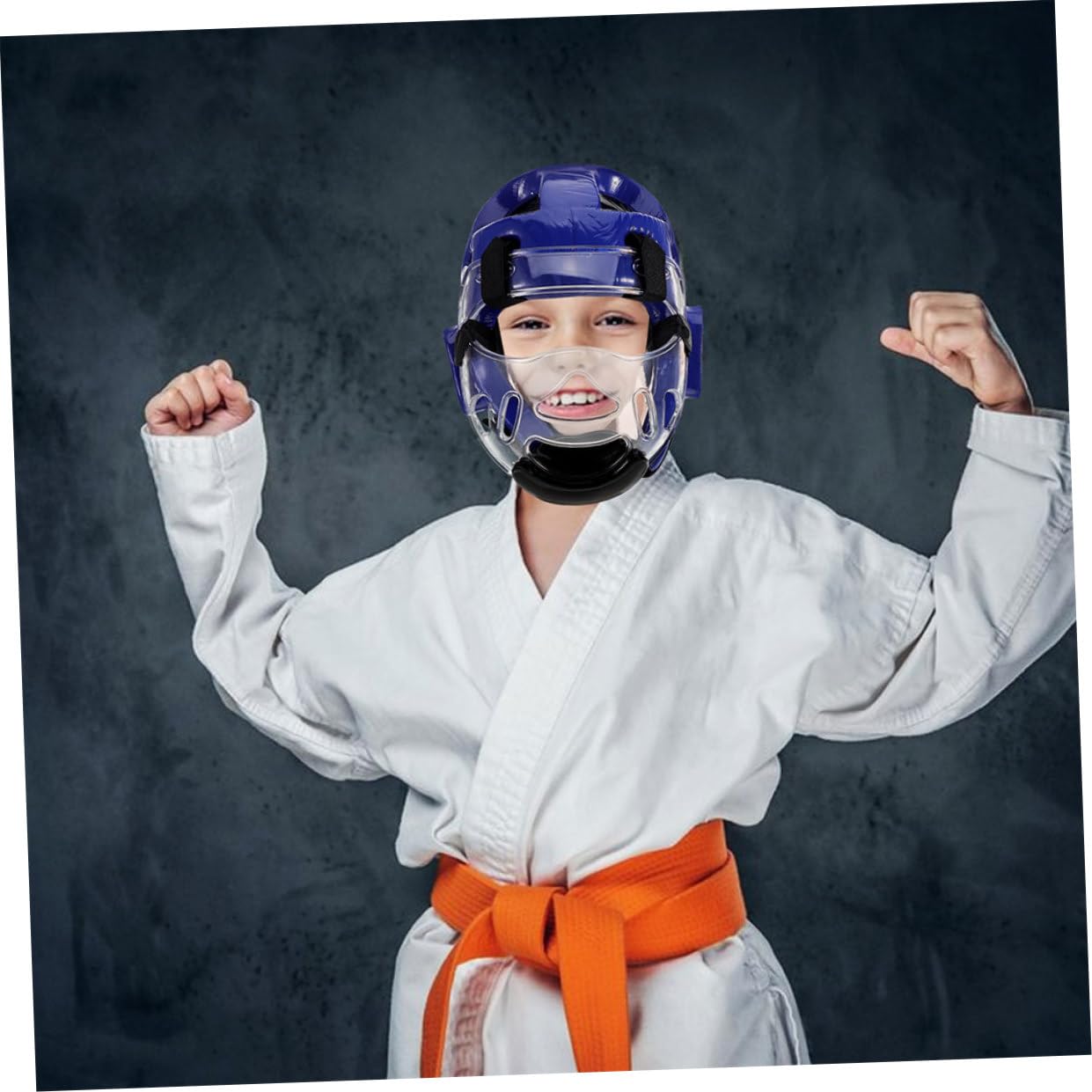 Casco Protettivo per Bambini e Ragazzi per Sparring e Allenamento | Traspirante, Asciugatura Rapida e Leggero, Fit Regolabile, Blu, in Spugna e Plastica