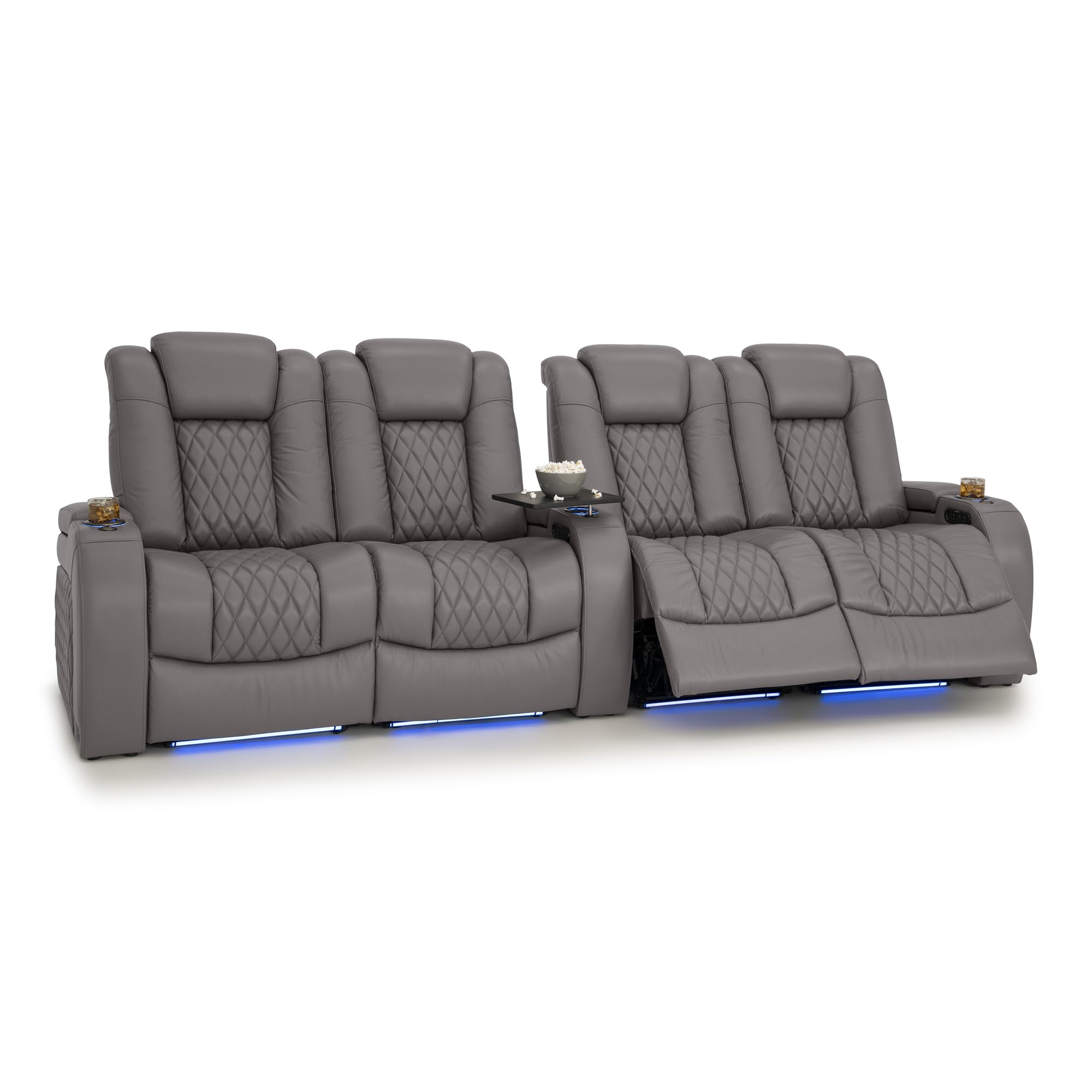 Seatcraft Diamante Home Theater Seating Gray Row of 4 Dual Loveseat