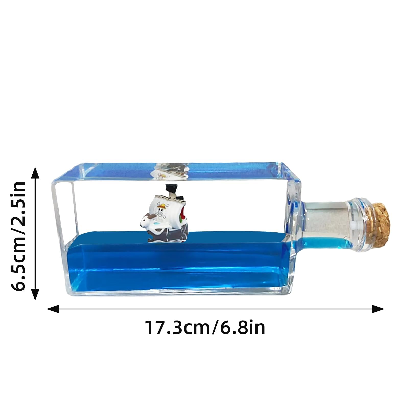 Going Merry Deko-Flasche, Schiffsmodell, Acryl, unsinkbar | Sanftes Schaukeln der Flüssigkeit wirkt entspannend, ideal zum Stressabbau am Schreibtisch, dekorativ für Büro und Zuhause