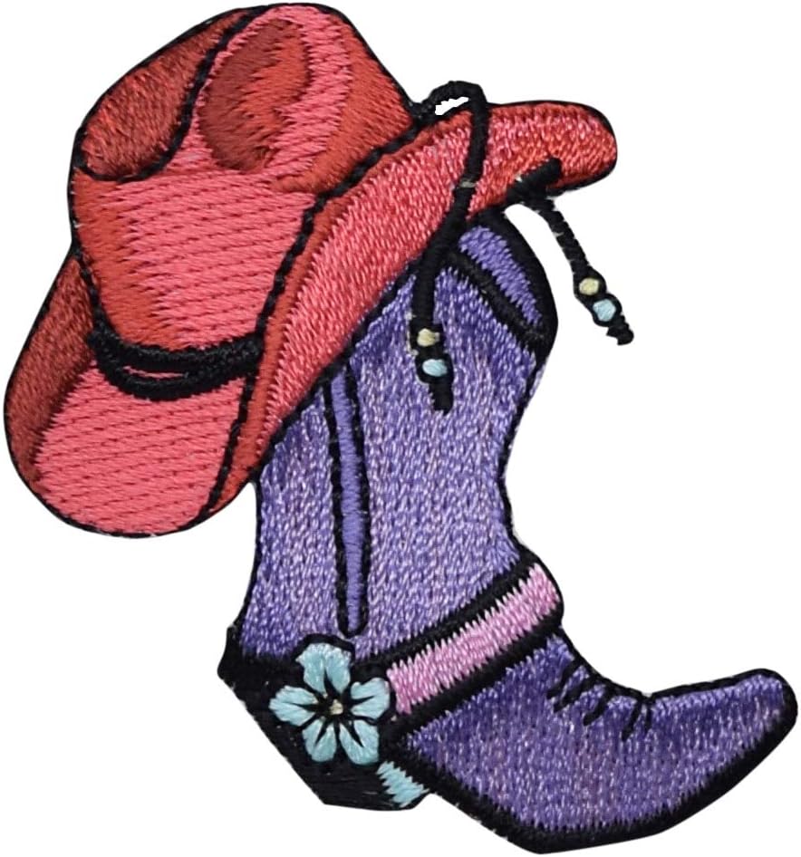 Western Boot and Hat Embroidered Iron on Patch