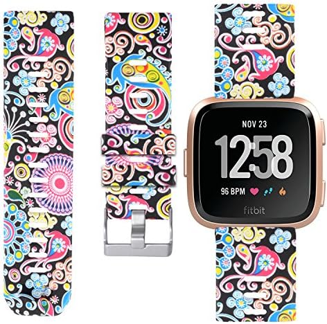 allbingo Fitbit Versa Cute Bands,Women Men Replacement Strap Wristband for Fitbit Versa Smart Watch (Gorgeous Flowers, Small)