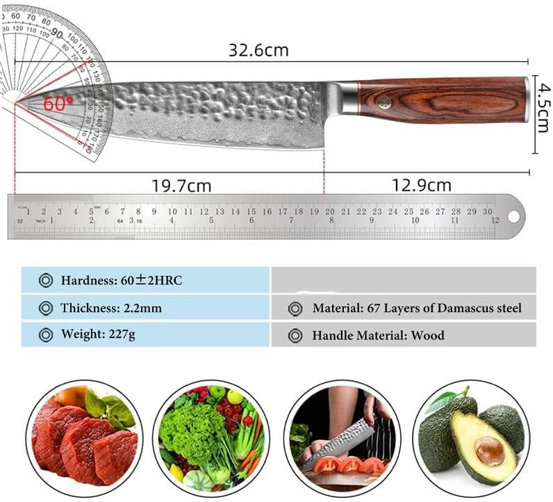 Miniatura 3 de Chef's Meat Cutting Knife Professional Chef Kitchen Knife Sharp Forging Damascus Steel Cleaver Vegetable Santoku Utility Best Kitchen Tool Wood
