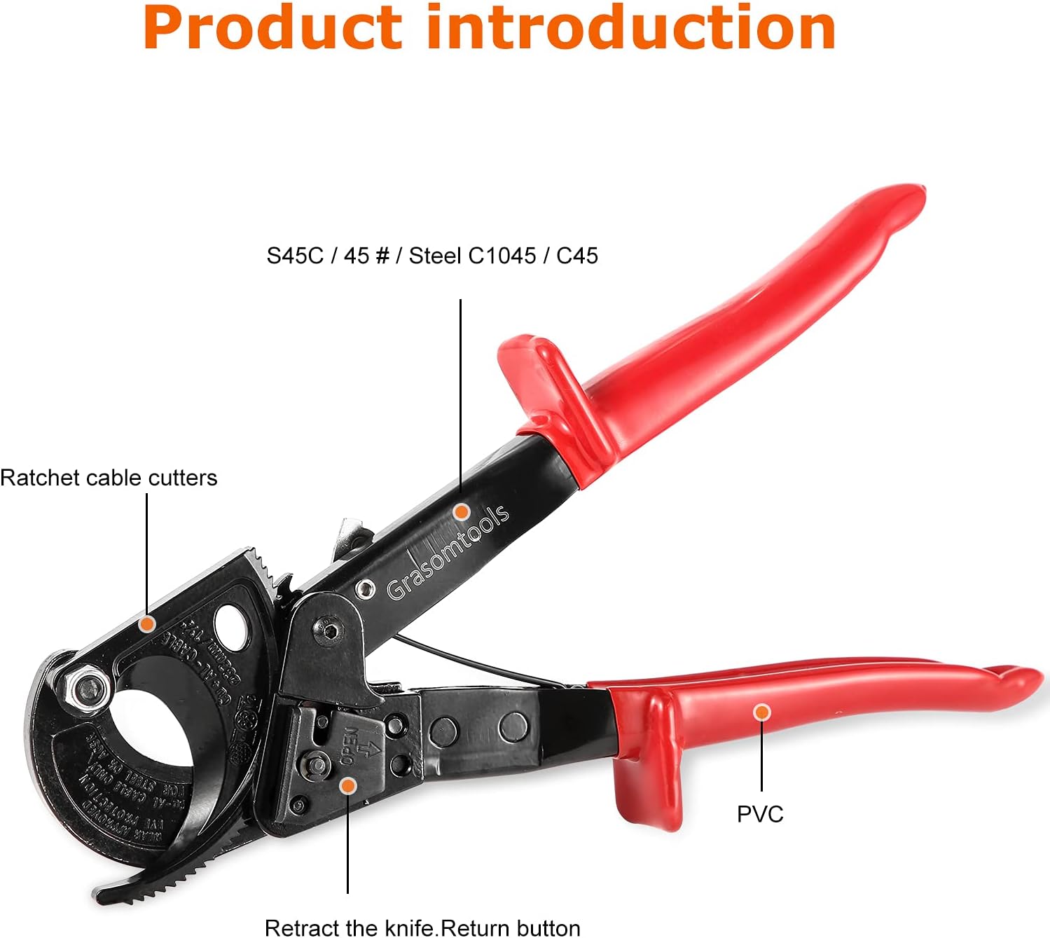 Ratchet Cable Cutter,Ratcheting Cutter and Wire Cable Cutter Cut up to 240mm², HS325A Heavy Duty Aluminum and Copper Ratchet Cable Cutter (HS325)
