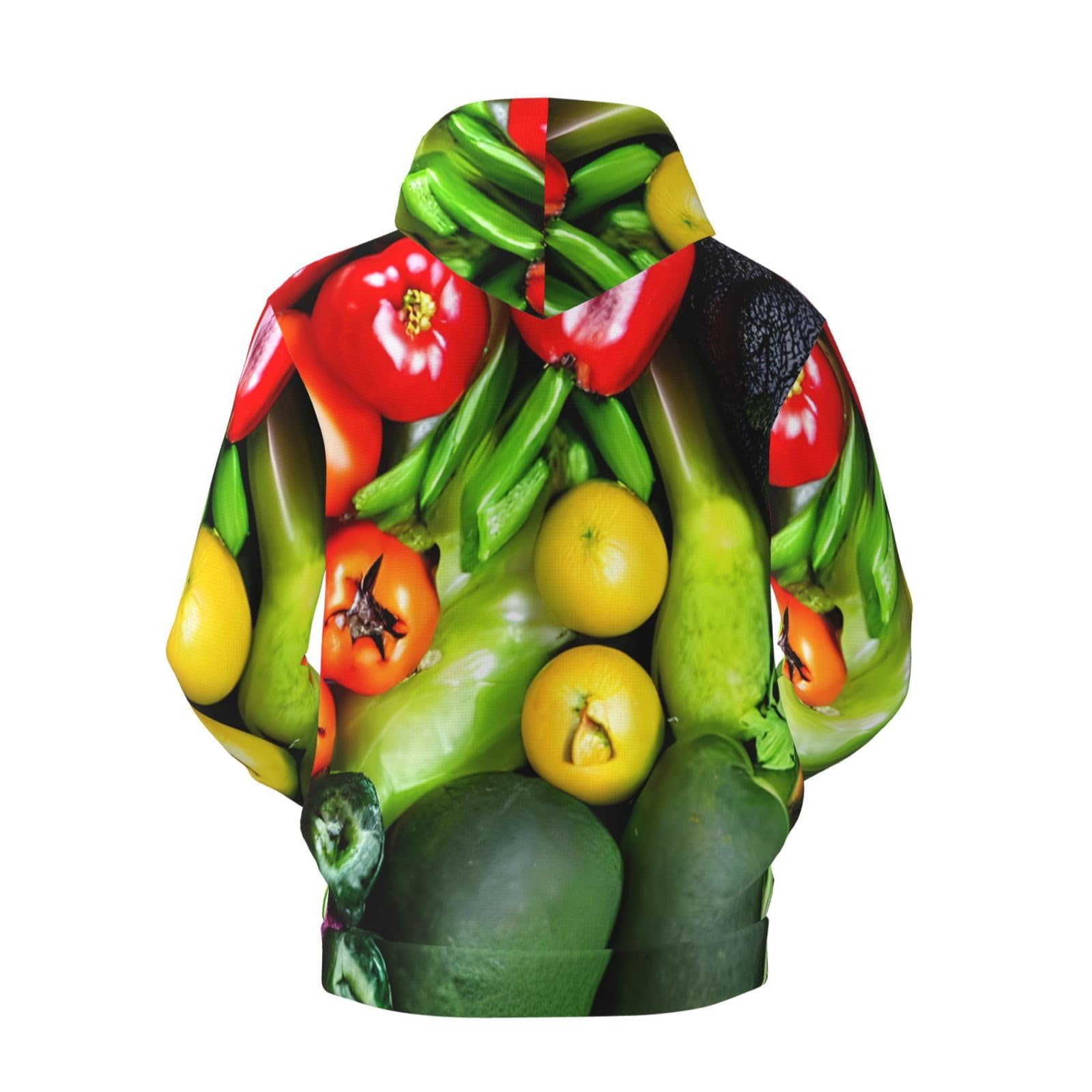 Męska bluza z kapturem z nadrukiem świeżych warzyw i owoców, casualowa grafika z nadrukiem bluzy z kapturem z kieszenią