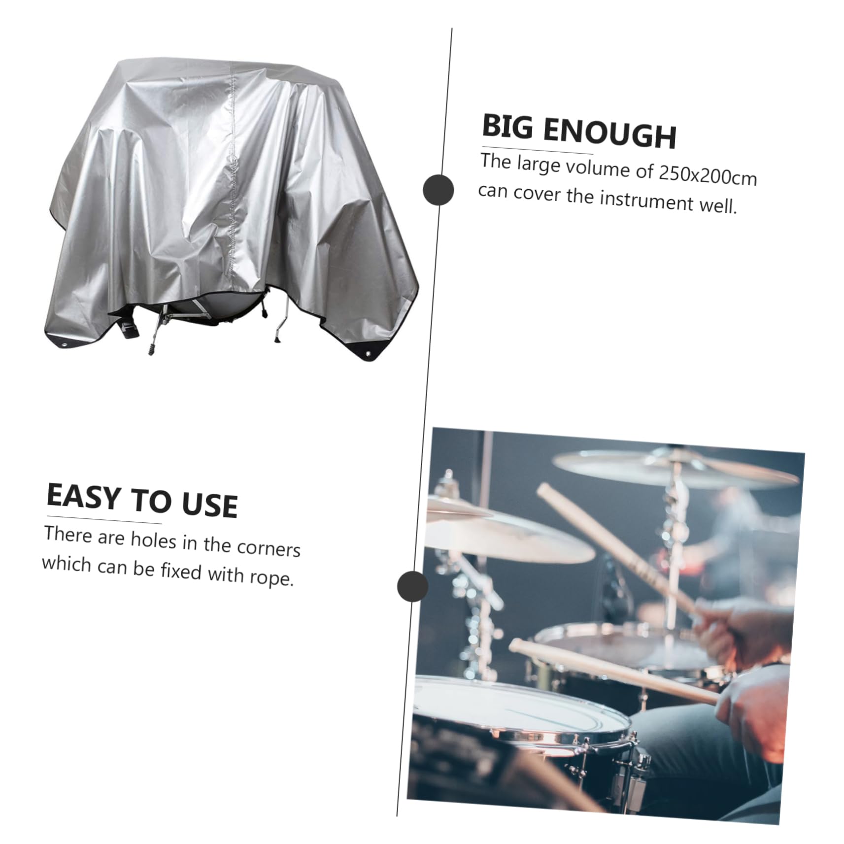 SUPVOX Long-lasting Drum Cover 200x250cm Waterproof Dustproof for Musical Instruments