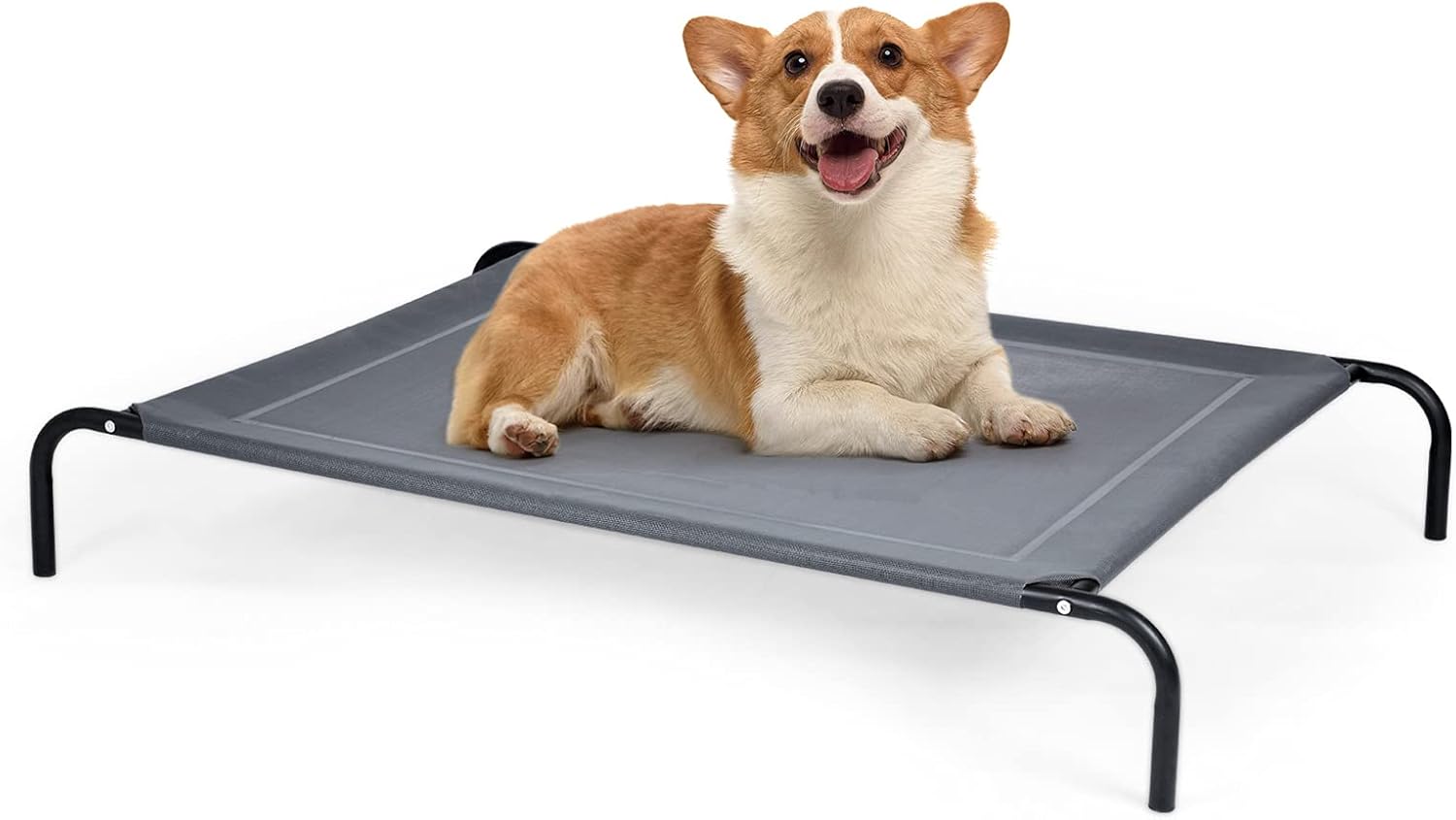COSTWAY Pet Bed, Metal Frame Raised Dog Bed with Antislip Feet