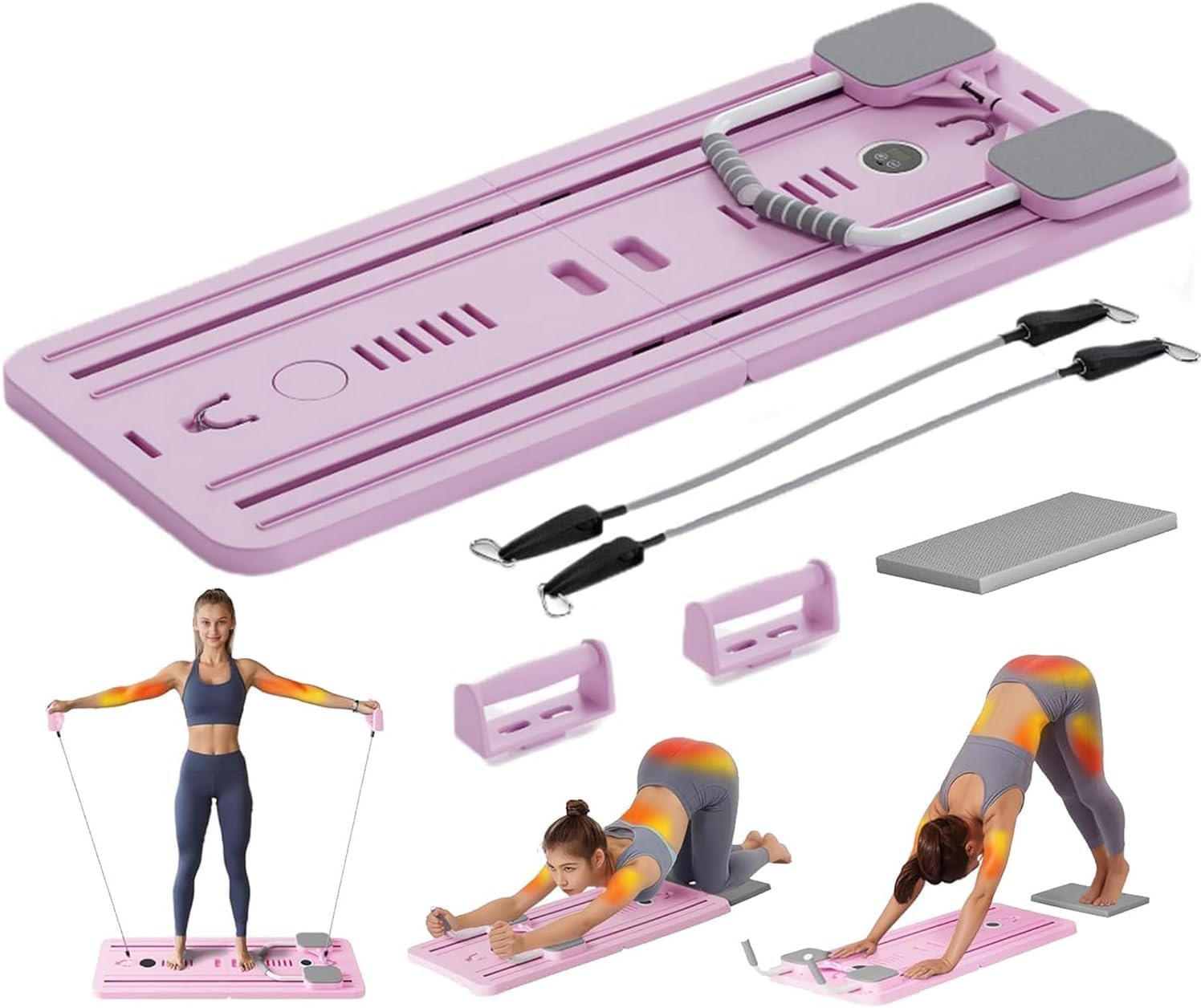 Clefairy Upgraded Pilates Reformer Machine - Multifunctional Abdominal Board Automatic Rebound Ab Roller Wheel Training Board for Core & Abdominal Strength - Full Body Home Workout Equipment