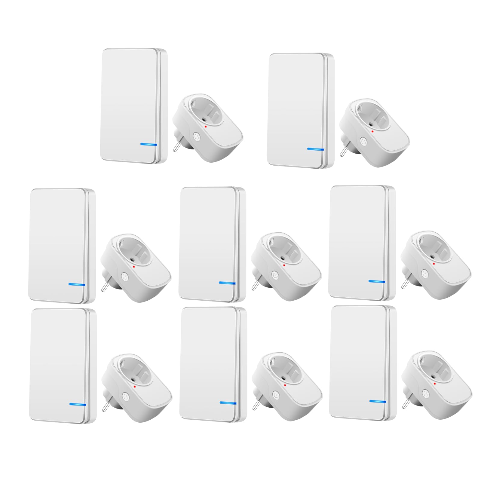 Funksteckdosen mit Fernbedienung,NineLeaf 8 Pack Steckdose mit Fernbedienung，15A/1500W Fernbedienbare Steckdose für Haushaltsgeräte & Weihnachtsdekoration 100m Reichweite, weiß