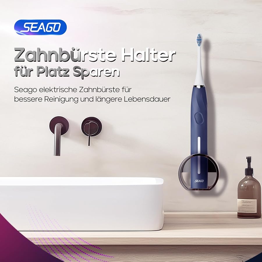 Elektrische Zahnbürste, Seago Zahnbürste Elektrisch mit Drucksensor, 40000 VPM 8 Weiche Zbürstenköpfe 5 Modi, Schallzahnbürste mit Zahnbürste Halter, Reiseetui, für Erwachsene, SG-2752(Blau), Bild 8