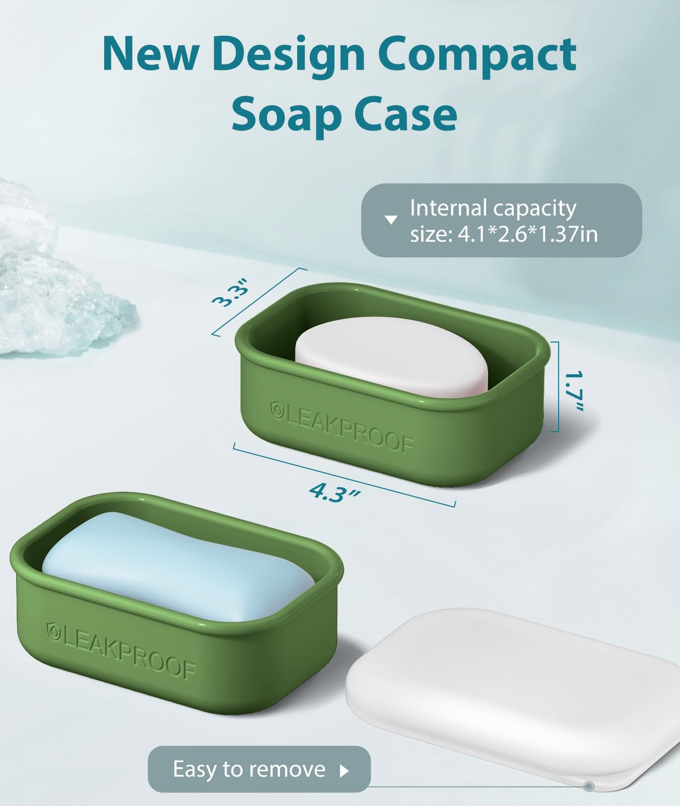 Quatish Quatish Compact Leakproof Travel Soap Case, Silicone Soap Box with Draining Layer, Enhanced Soap Container, Suitable for Camping, Gym, Bathroom, Outdoor Essentials, Green in use