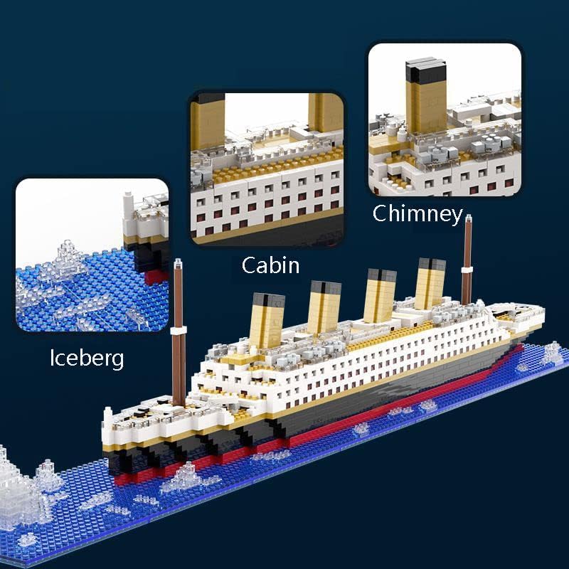 Titanic Ship Model Building Block Sets, 1878PCS Cruise Ship Titanic Boat Model Building Kit, Micro Mini Bricks Gift Toy for Adults - Image 2