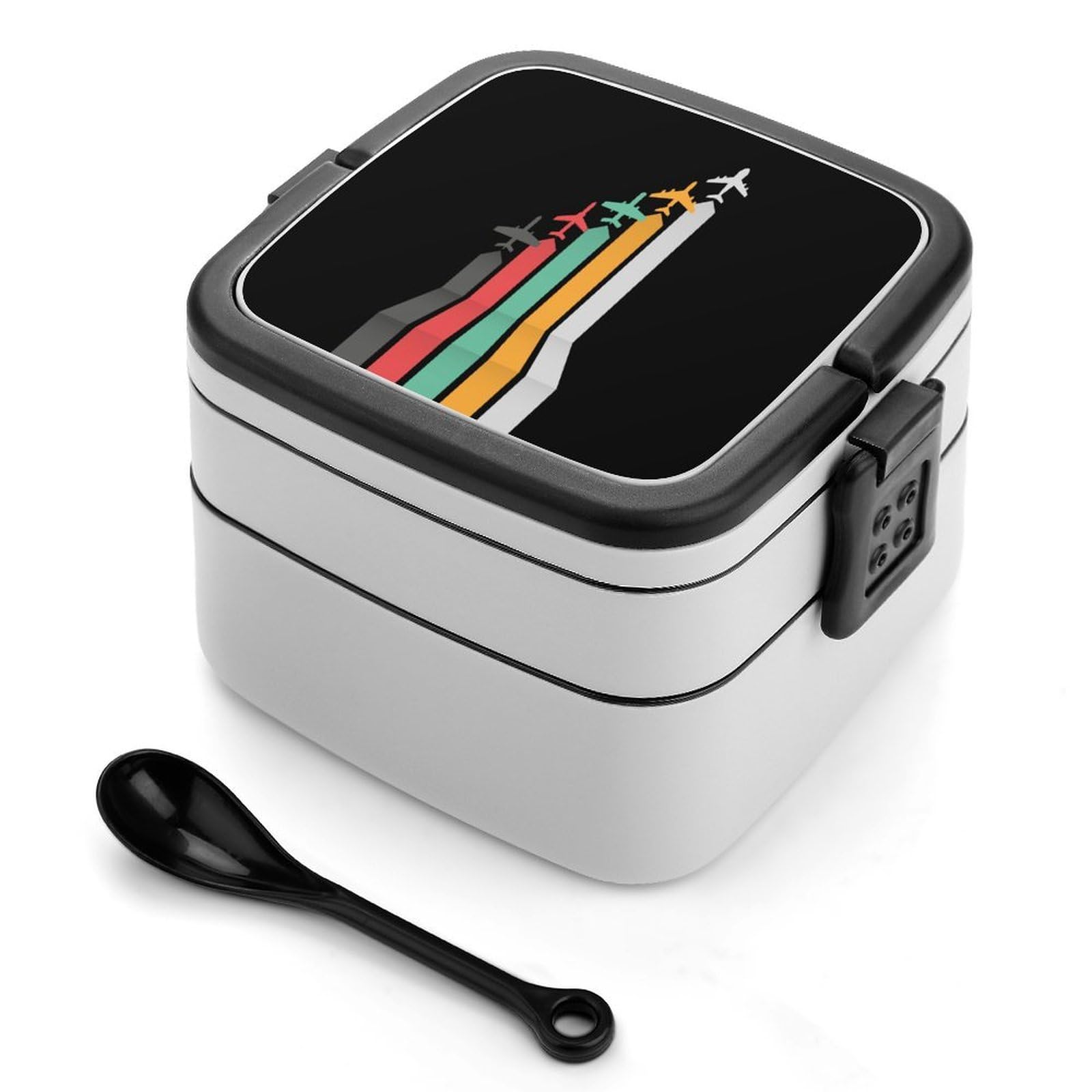 CGSBNGHA Airplane Bento Lunch Box 2 Layer Lunchbox Food Container for Adults Office