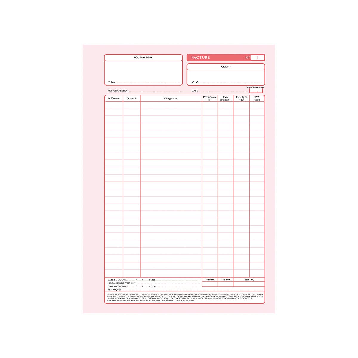Manifold Factures avec mention de TVA Tripli A4 Taille: 210 x 297 mm / 21 x 29,7 cm Foliotage 50 feuillets Tripli autocopiants EZ Office