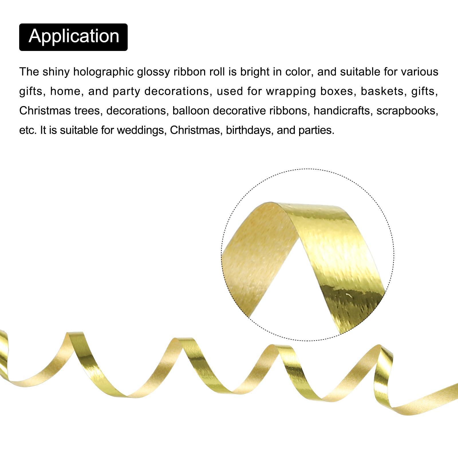PATIKIL 4pcs Curling Ribbon Crimped Balloon String Shiny Metallic 5mm 10m Iridescent for Party Decoration Gift Wrapping Crafts Gold - Image 3