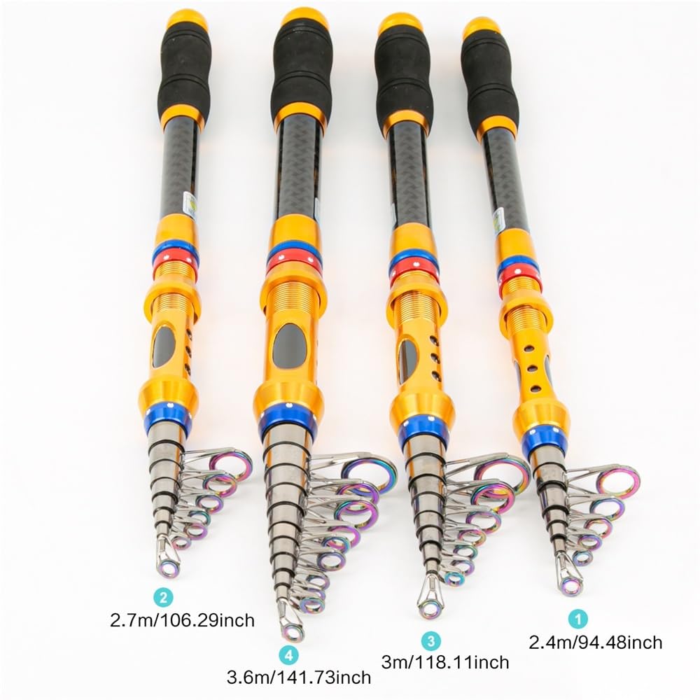 Wędka, Carbon Fiber Telescopic Fishing Rod 2.4-3.6m Travel Sea Fishing Rod Sprzęt wędkarski