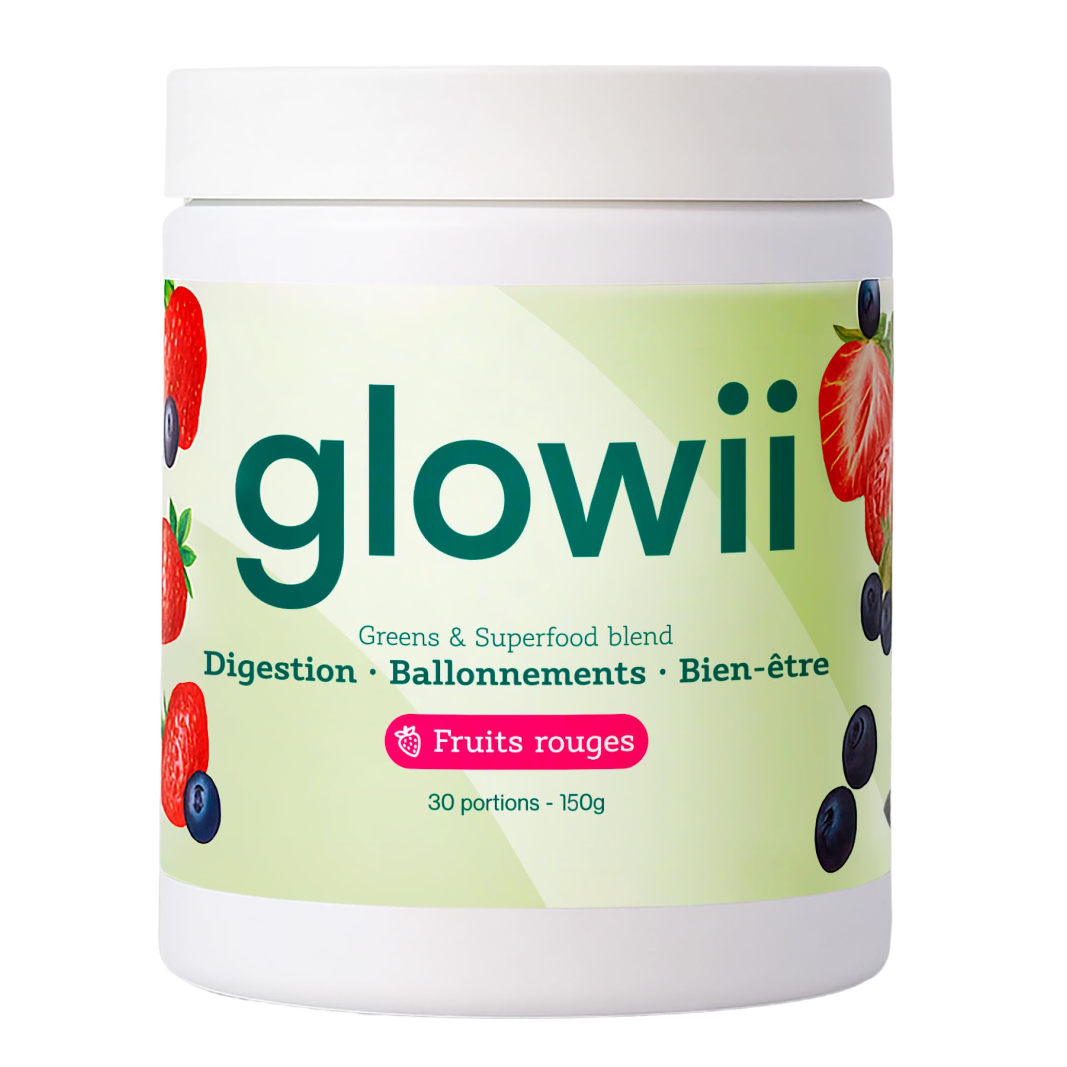 Green Elixir Greens Pulver - 30 Portionen - Spirulina, Chlorella, Moringa, Ashwagandha - mit Präbiotika, Ballaststoffen & Antioxidantien - Beeren Geschmack - Glowi