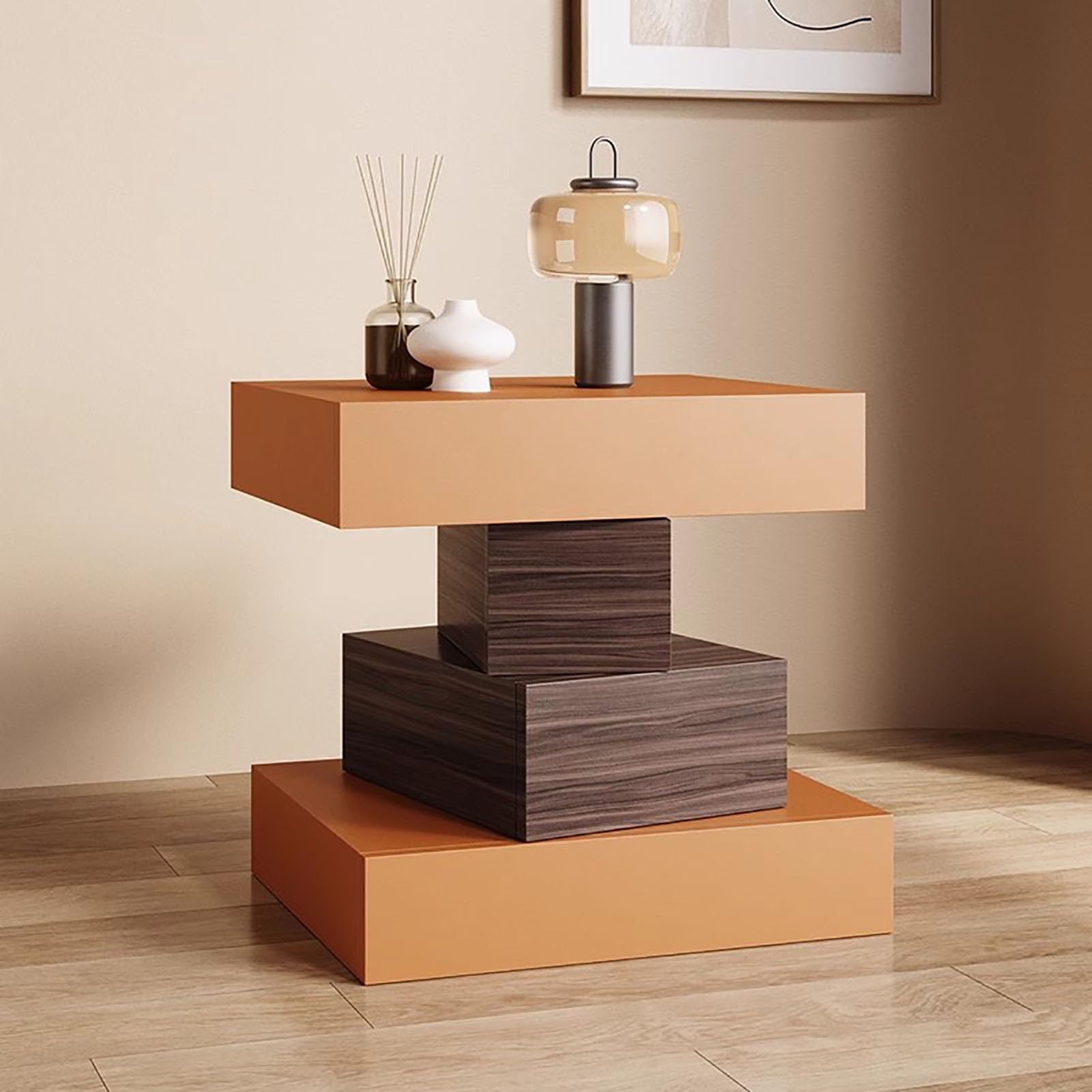 SXZenSpace Modern Creative Nightstand,Minimalist Mid-Century with Drawer Bedside Table Solid Wood Bedroom Furniture for Living Room,A,45x40x50cm(18x16x20inch)
