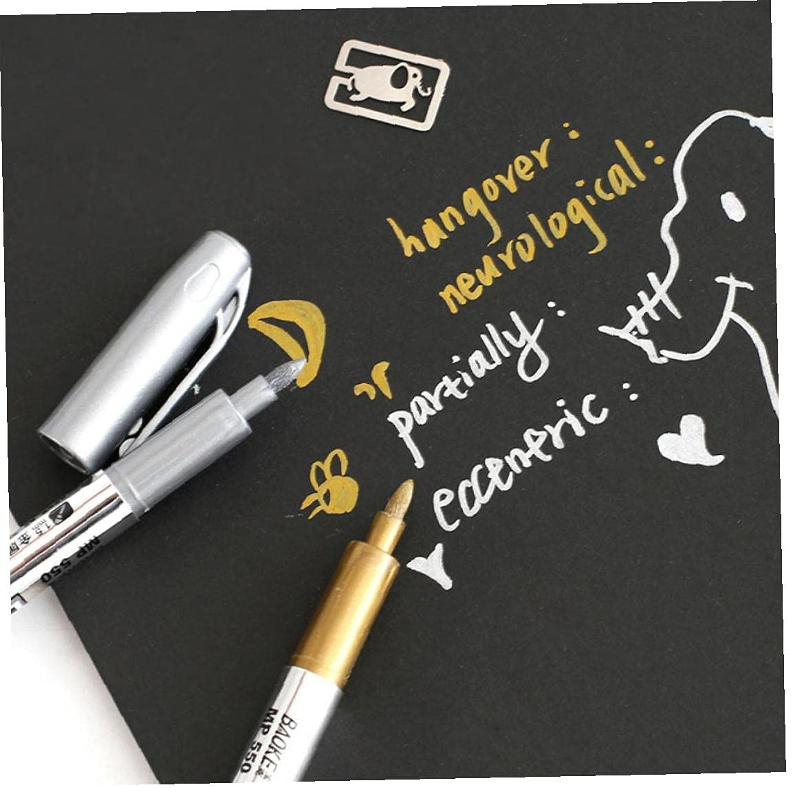 Amazon | 2pcs(ゴールド+シルバー)メタル防水永久ペイントマーカーペン