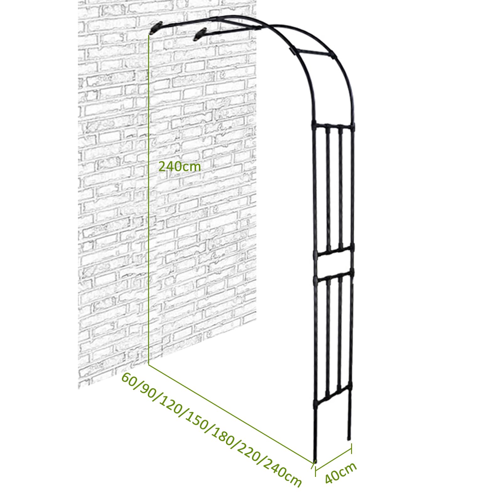 Arche de Jardin Demi-côté, tonnelle de Jardin Robuste, Cadre en Acier, Demi-Arc pour Plantes grimpantes, Roses