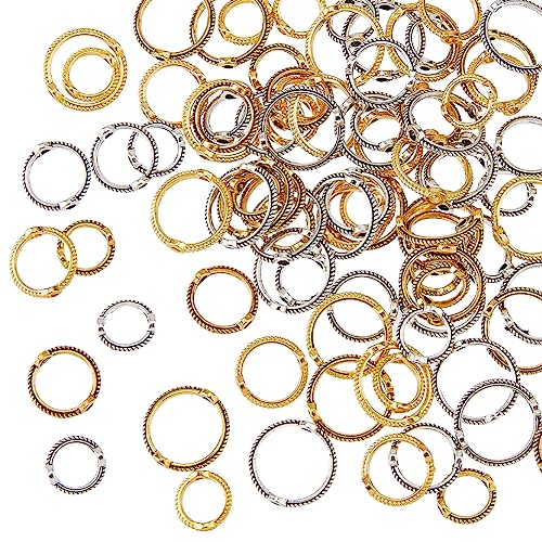 SUPERFINDINGS 180Pcs 9 Style Double Hole Bead Round Frames Alloy Circle Bead Frames 2 Hole Rings for Jewelry Making Round Bead Frame for Earring Bracelet Necklace Making