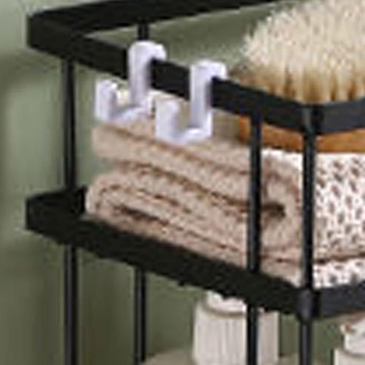 Toilet Shelf, Thickening Waterproof Multifunctional Double Layer Storage Rack, Large Capacity Nail Free Installation Organizer Rack, Stylish Iron Bathroom Organizer Over Toilet(Double Layer Black)