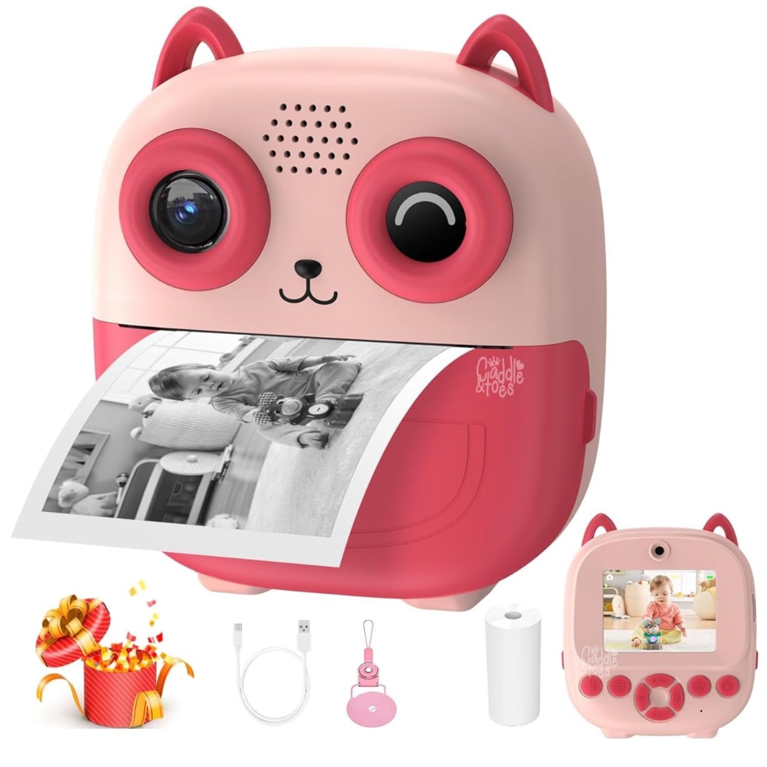 Kids Instant Print Camera – Mini Digital HD Photo & Video Camcorder with Games | Fun Learning Toy for Boys & Girls Ages 4-18 | Includes 1 Print Rolls – Ideal Gift for Kids (Pink Owl)-image-12
