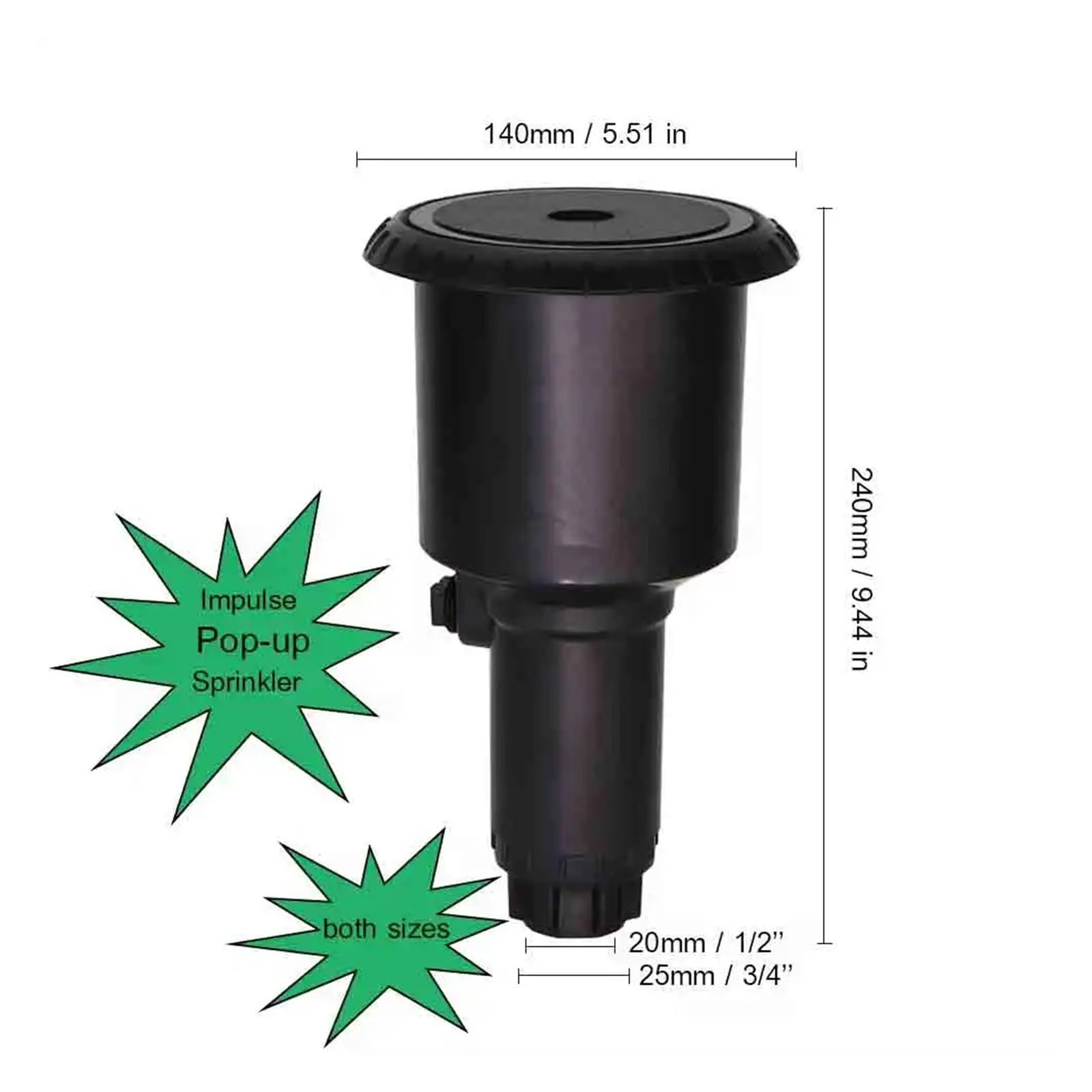 Generico Irrigatore Pop-up a impulso 1PC 1/2 '' 3/4 '' Irrigatore a Flusso d'Acqua di Grandi Dimensioni filettato Femmina Cerchio Prato Irrigazione di Terreni agricoli