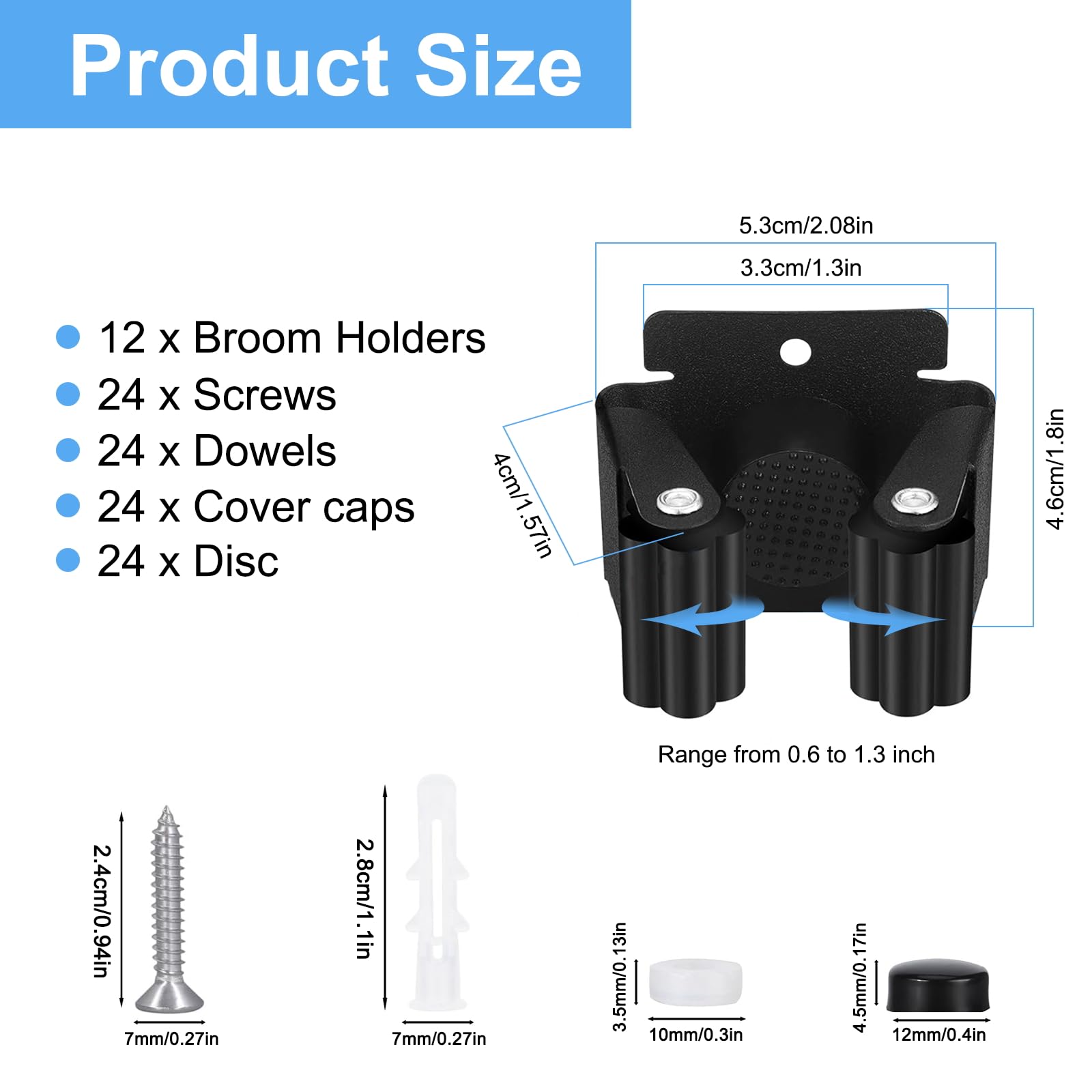 Porta Scope Da Parete - Set 12 Ganci In Acciaio Inox