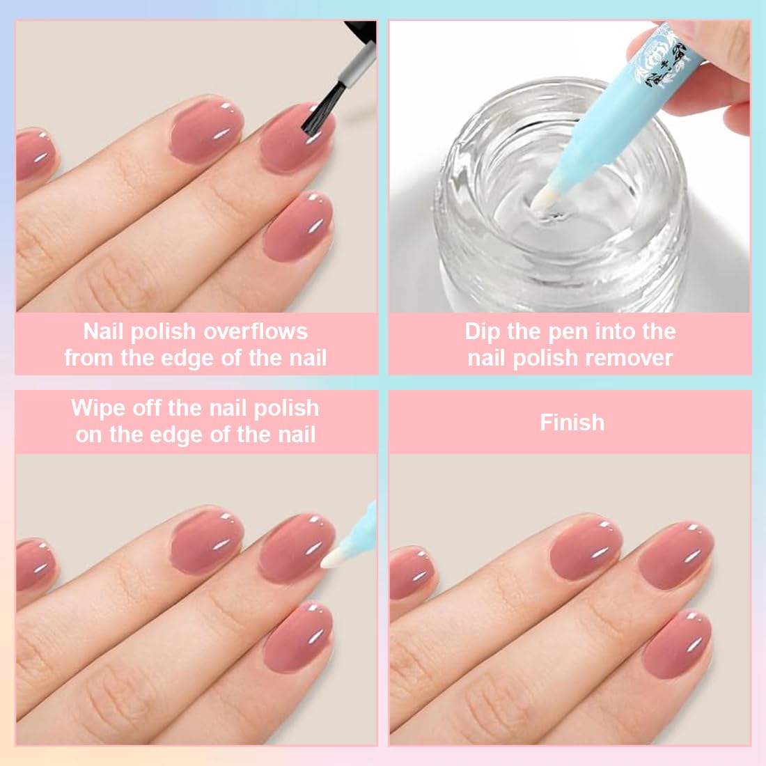 Set de 4 Rotuladores de Esmalte de Uñas Recargables para Manicura Profesional