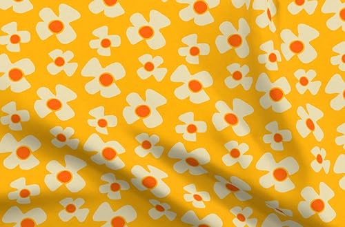 Miniatura 9 de Spoonflower Tela – Rayas psicodélicas retro vintage olas Groovy 70s tonos cálidos impresos en tela de algodón de la firma de pétalos por The Yard –