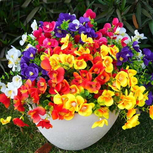trytuny Artificial Flowers for Outdoor, Realistic Faux Plants for Outside Indoor Porch Patio Window Box Planter Home Decor (12pcs -red) 12PCS - red