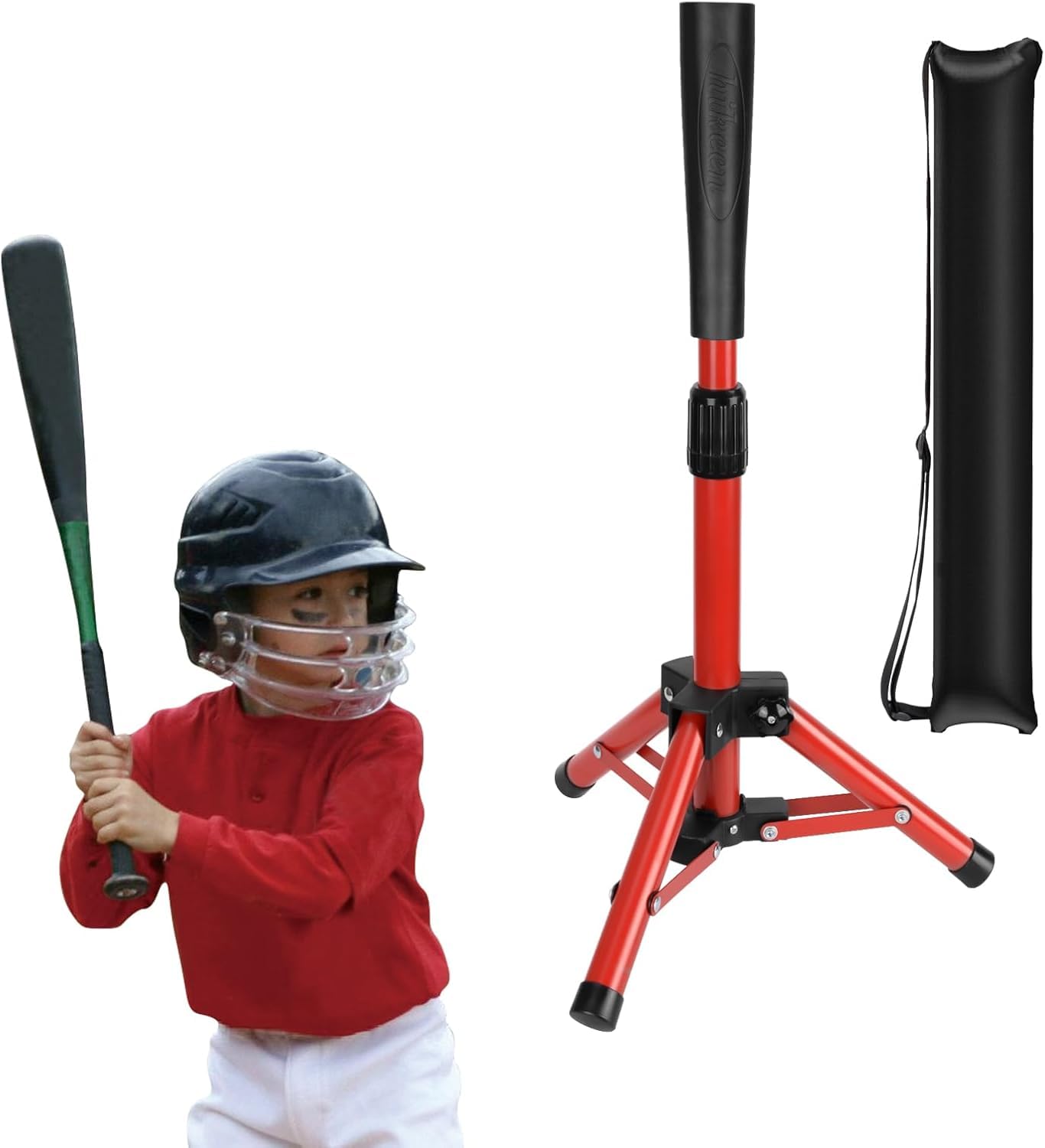 Hikeen Höhenverstellbares Baseball Schlag T-Stück: Baseball Tee mit Stabilem Stativ für Schlagübungen, Baseball-trainingsausrüstung mit Tragetasche für Training mit Baseball und Softball