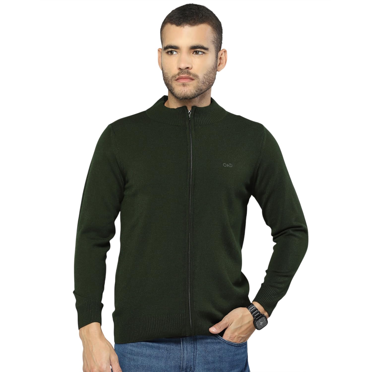 cloak & decker Men's Regular Fit Solid Pattern Collar Neck Zipper Full Sleeve Winter Pullover | Warm Woolen Sweater for Men |Comfortable Knitted Winter Wear for Men (Pack of 1)-picture-54