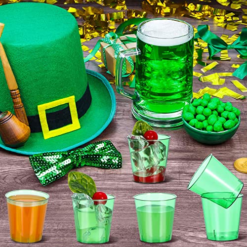 Meanplan 50 Pcs St. Patrick's Day Shot Glasses 1 Oz Plastic Disposable Shot Glasses Mini Cups For Adults St. Patrick's Day Party Supplies Accessories, Green #TOP5