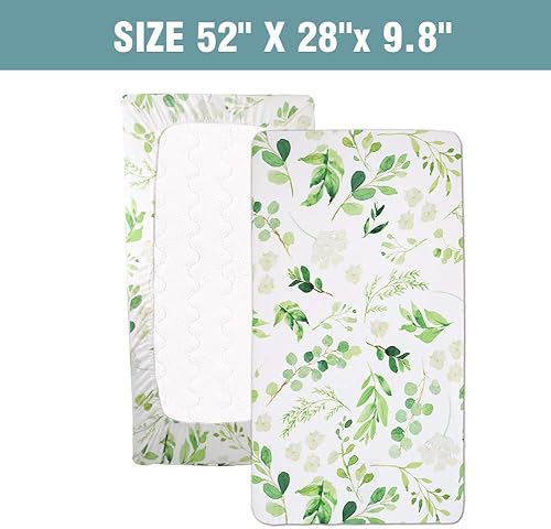 Miniatura 3 de Juego de sábanas para cuna de algodón de jersey, sábanas de cuna universales para bebés y niños pequeños, hojas verdes