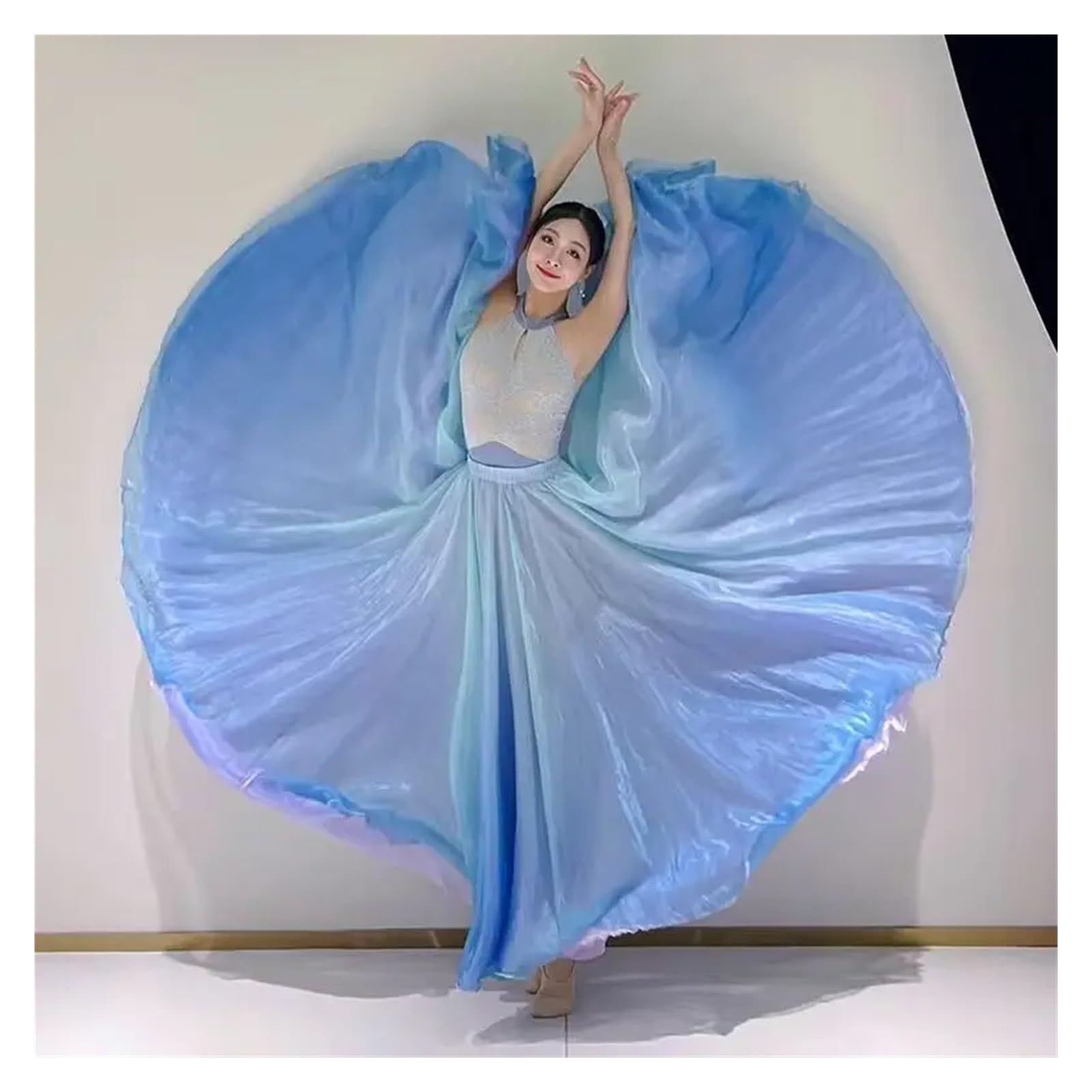 Faldas de Ballet for Mujer, Vestido Gasa, Falda Tul, práctica Danza del Vientre 360 ​​Grados (Solo Media Falda)(M 46kg to 52.5kg)