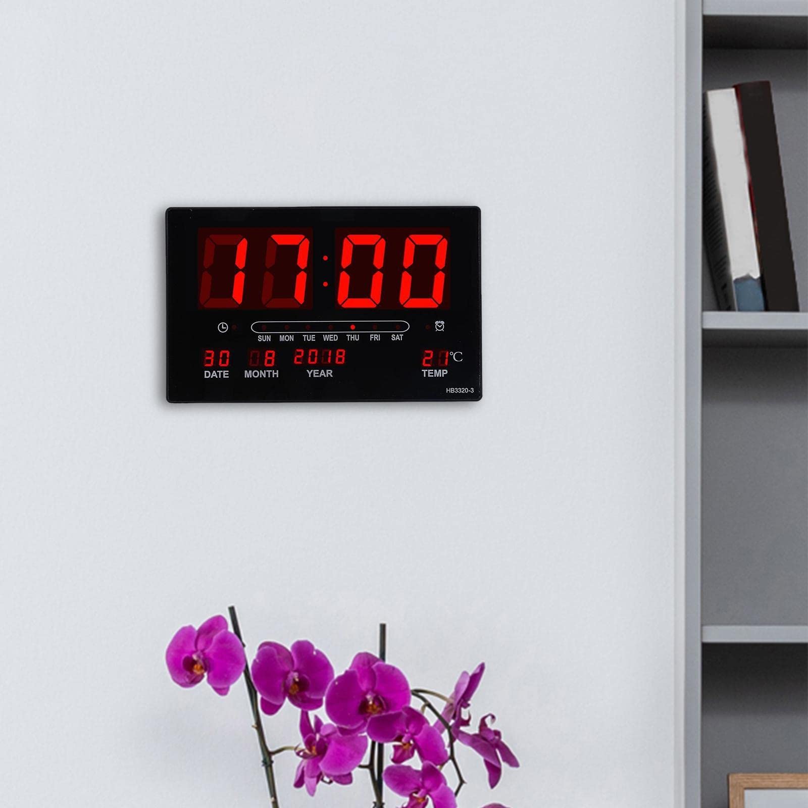 Reloj de Pared Digital Grande con Pantalla Numérica Grande, Despertador para La Sala de Estar.