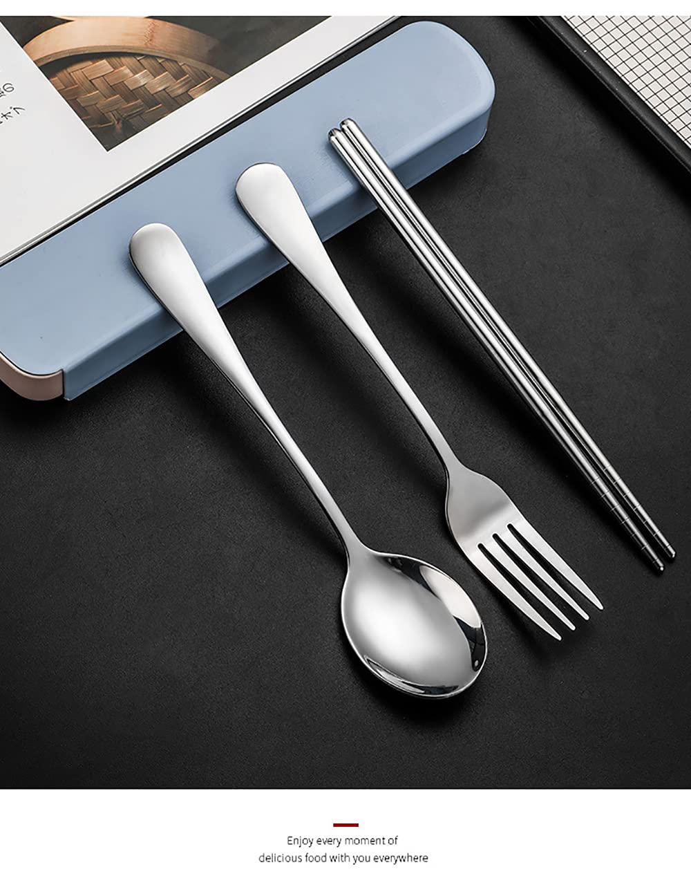Ensemble De Couverts en Acier Inoxydable, Couverts Portables 12 Pièces, avec Boîte-Cadeau Exquis, Peut Être Utilisé pour Les Voyages en Famille Au Restaurant
