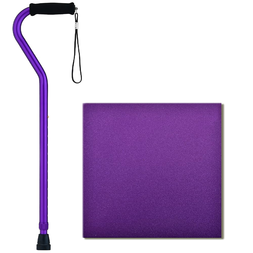 NOVA Heavy Duty Bariatric Walking Cane, 500 lb Weight Capacity, Lightweight Adjustable Offset Handle Cane with Carrying Strap, Purple