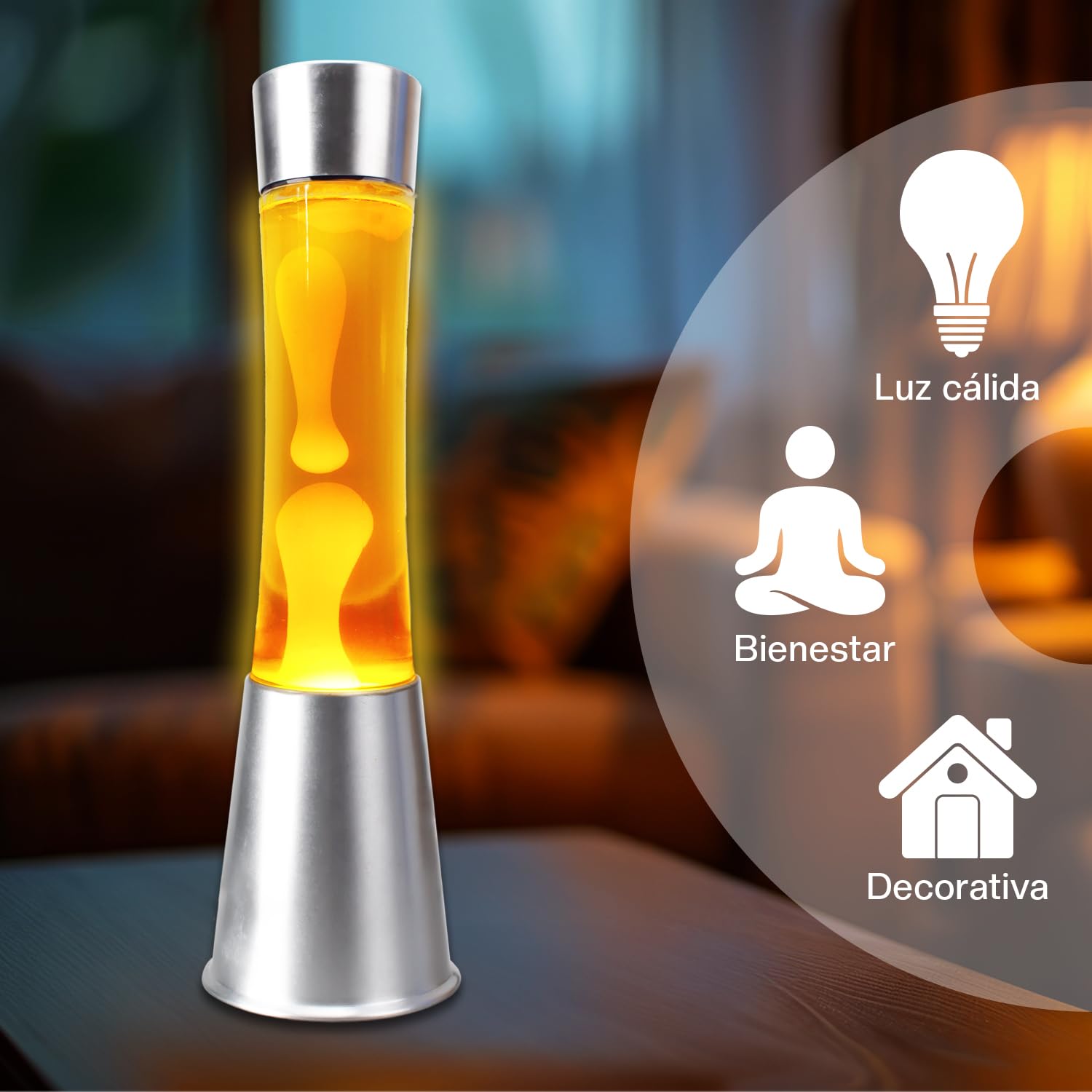 Żółta lampa lawowa - Abat Jour Lampka nocna | Oryginalne prezenty | Wystrój domu | Lampki nocne dla dzieci