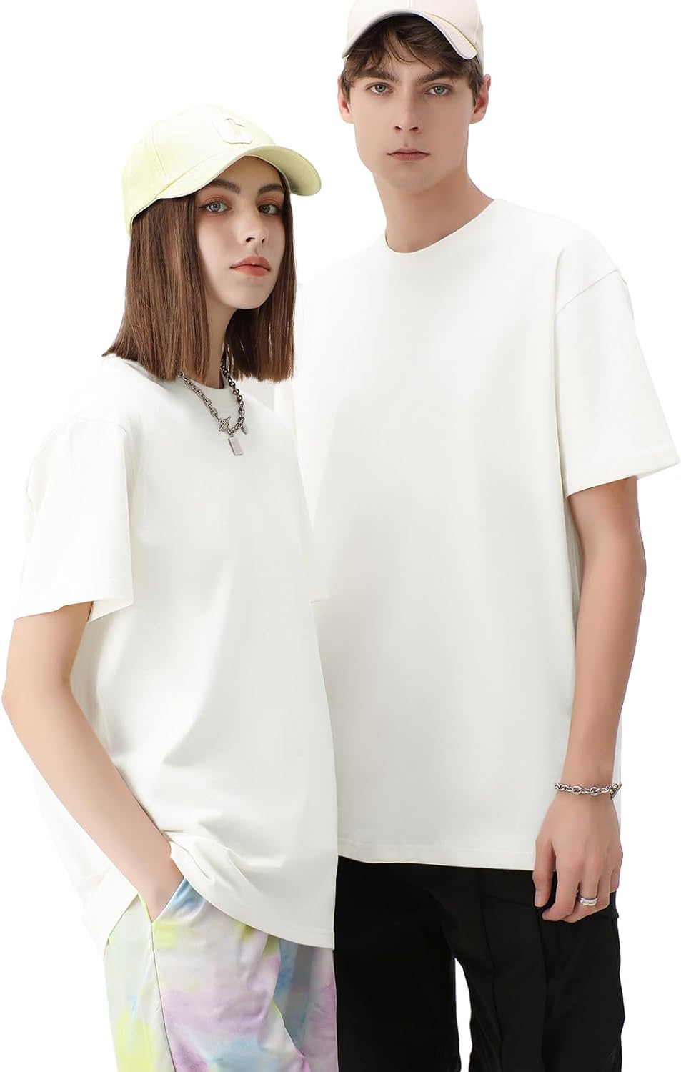 KEEPSHOWING Men's Cotton T-Shirts Oversized Unisex Short Sleeve Crew Neck Loose Basic Tops Solid Athletic Tee - Image 5