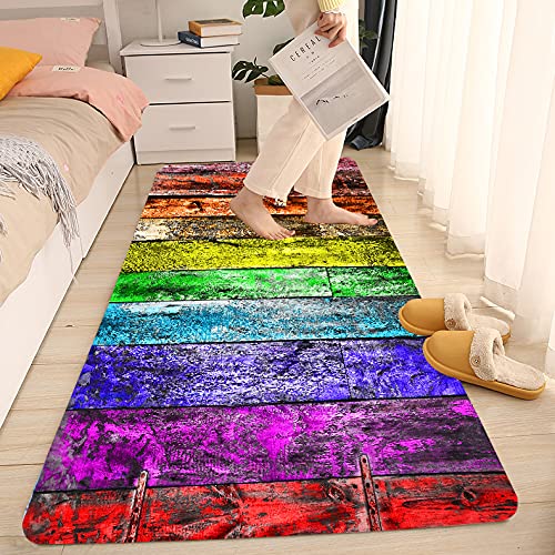 WODEJIA Bath Rugs Sponge Foam Soft for Bathroom and Kitchen,Flannel Mat Non Slip Bright 3D Printed for Bedside and Living Room,Clearance MatS Absorbent Moisture Dust Forlaundry Room（Rustic Barn Wood