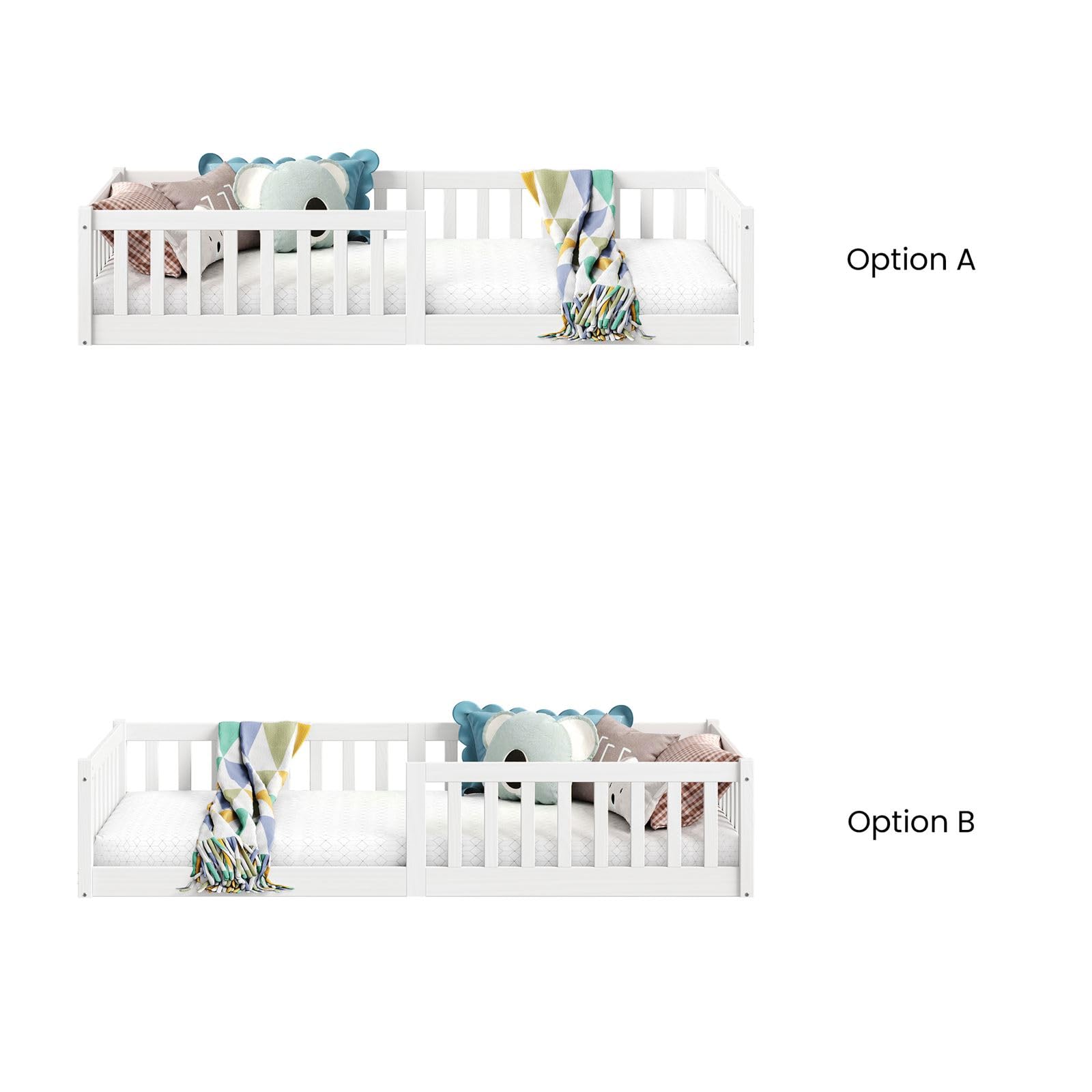 IDIMEX Gustavo Montessori - Cama de suelo (90 x 200 cm, madera de pino maciza), color blanco