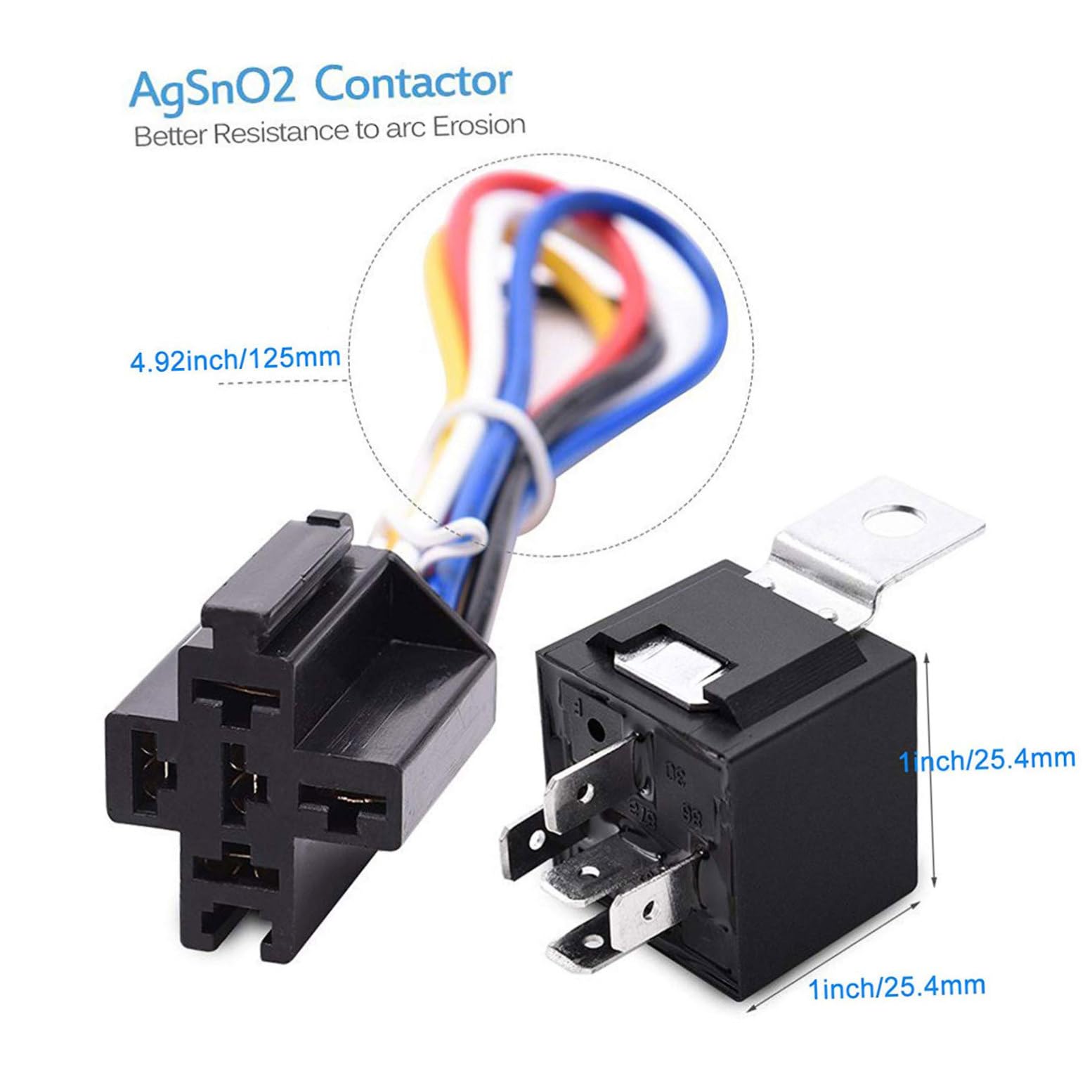 Relé Automotriz 12v 40a de 5 Pines con Terminal, Negro