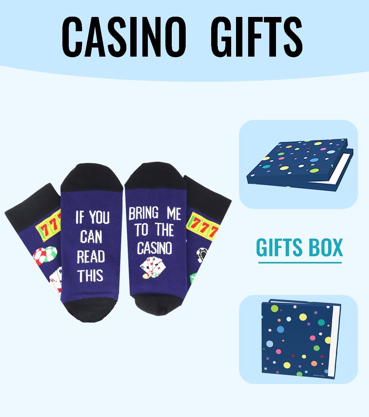 Casino Gifts for Men Women, Gambling Gifts Socks, for Casino Lovers - Image 2