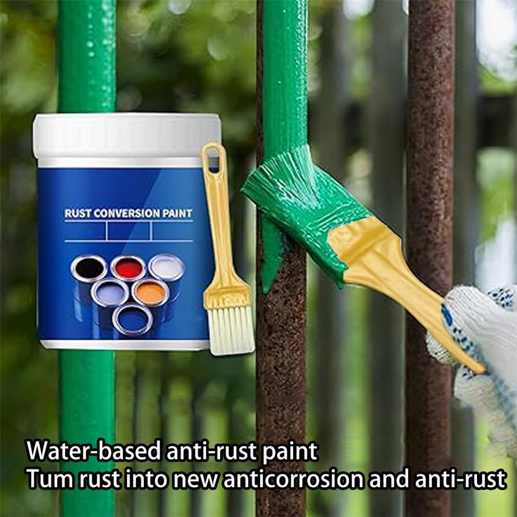 Peinture De Conversion De La Rouille, Dérouilleur De Métal Multifonctionnel à Base d'eau avec Brosse, Rénovation De Tuiles en Acier Coloré, pour Le Métal, Les Clôtures (White,1KG)