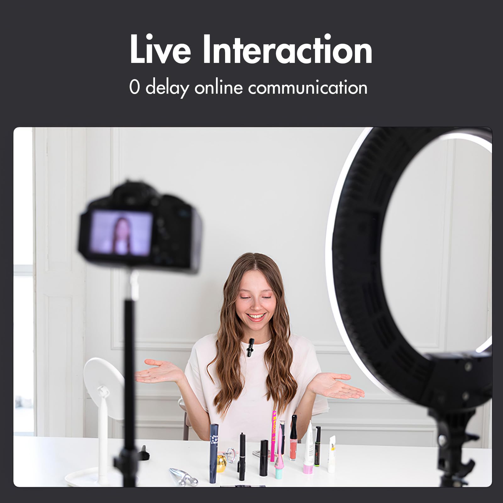2 Stück Lavalier Mikrofon, Für iPhone, IPad,Telefon Mikrofon, Kabelloses Bluetooth-Mikrofon, Bändchen-Mikrofone, Geeignet für Videoaufzeichnung, PC, Laptop, Live-Übertragung, Podcast(IOS)