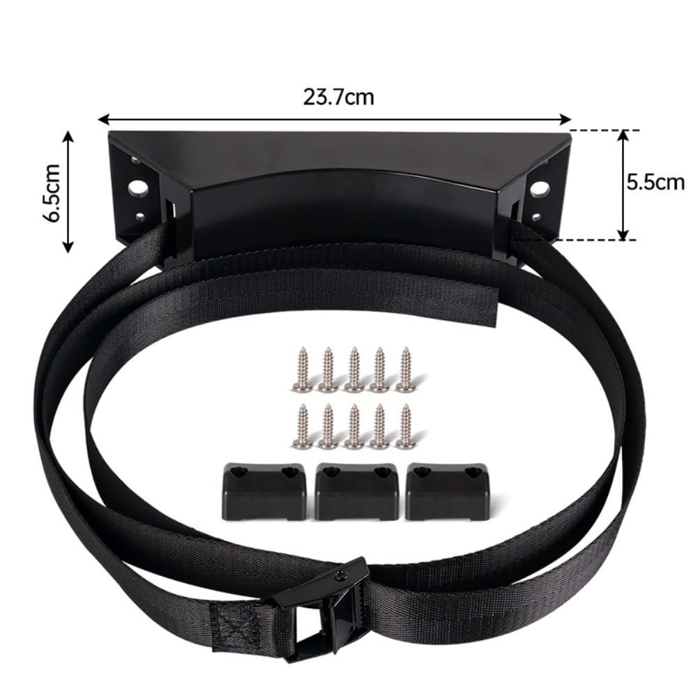 Cinghia di fissaggio per bombola a gas per camper e yacht, cintura regolabile in nylon con kit di montaggio, 1,5 m per arancione e 2 m nero (nero, 2 m)